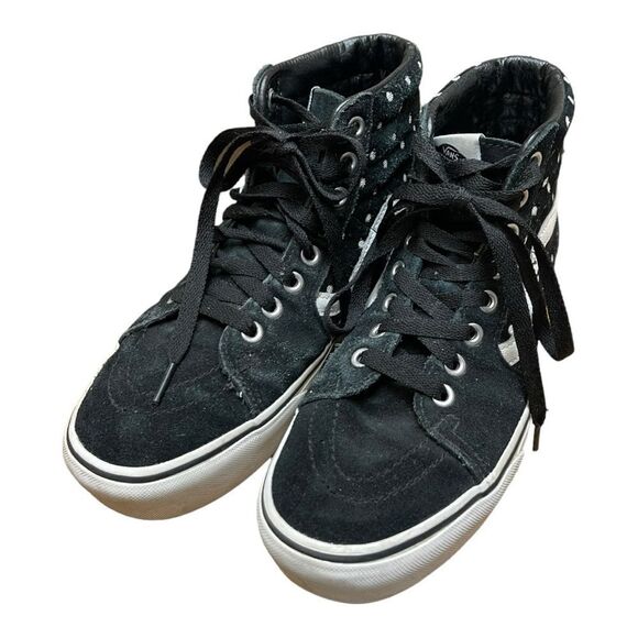 Vans Sk8-Hi Top Black Suede White Polka Dot Platform Sneakers Size 8 Skate Shoes - Picture 7 of 7